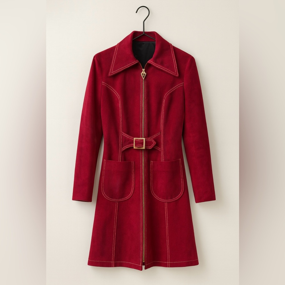 ✨VINTAGE  1970’s Burgundy Suede Jacket | Lady Californian | Belted |Made in USA